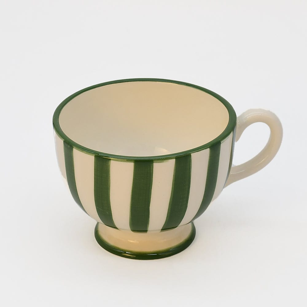 Costa Nova Mar I Striped Ceramic Footed Mug - Green