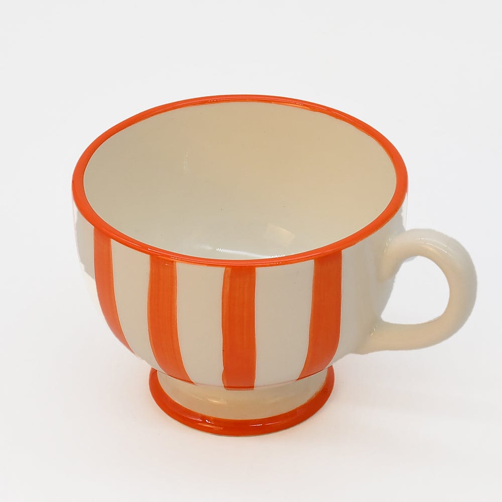 Costa Nova Mar I Striped Ceramic Footed Mug - Orange