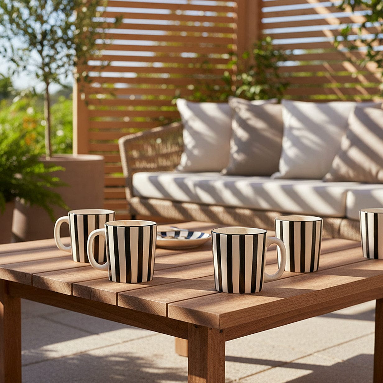 Costa Nova Mar I Striped Ceramic Mug - Black