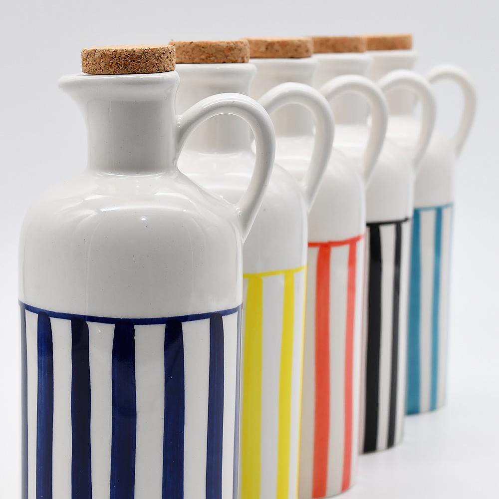 Costa Nova Mar I Striped Ceramic Pitcher 7.1'' - Red