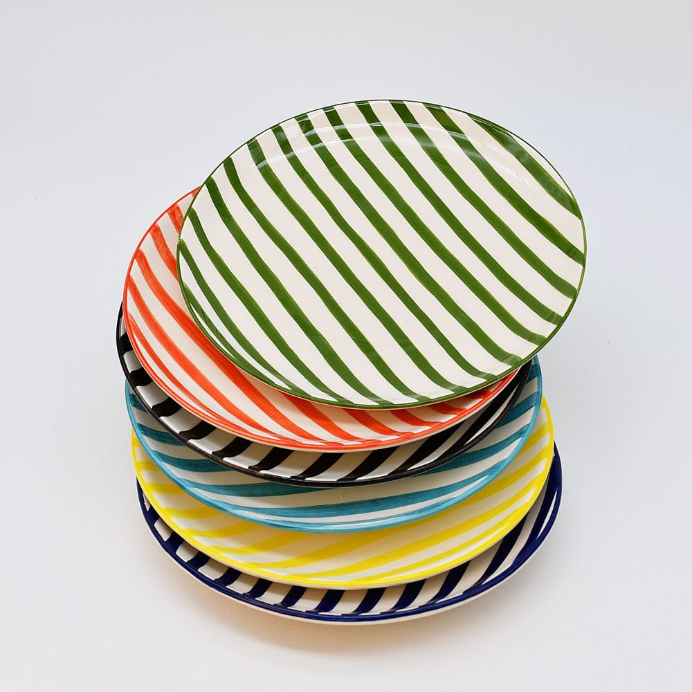 Costa Nova Mar I Striped Ceramic Plate 5.9'' - Green