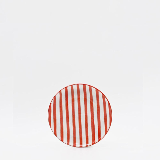 Costa Nova Mar I Striped Ceramic Plate 5.9'' - Red