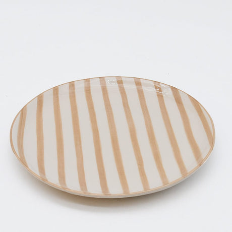 Costa Nova Mar I Striped Ceramic Plate 7.9'' - Mocha