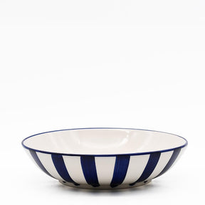 Costa Nova Mar I Striped Ceramic Salad Bowl 9.8'' - Blue