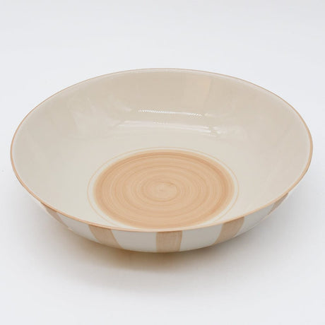 Costa Nova Mar I Striped Ceramic Salad Bowl 9.8'' - Mocha