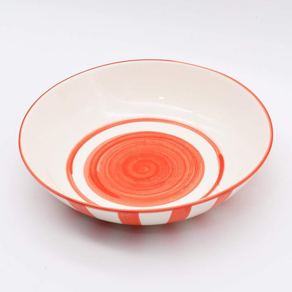 Costa Nova Mar I Striped Ceramic Salad Bowl 9.8'' - Red