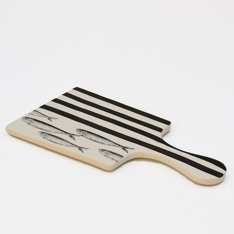 Costa Nova Mar I Striped Ceramic Serving Board - Black