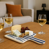 Costa Nova Mar I Striped Ceramic Serving Board - Blue