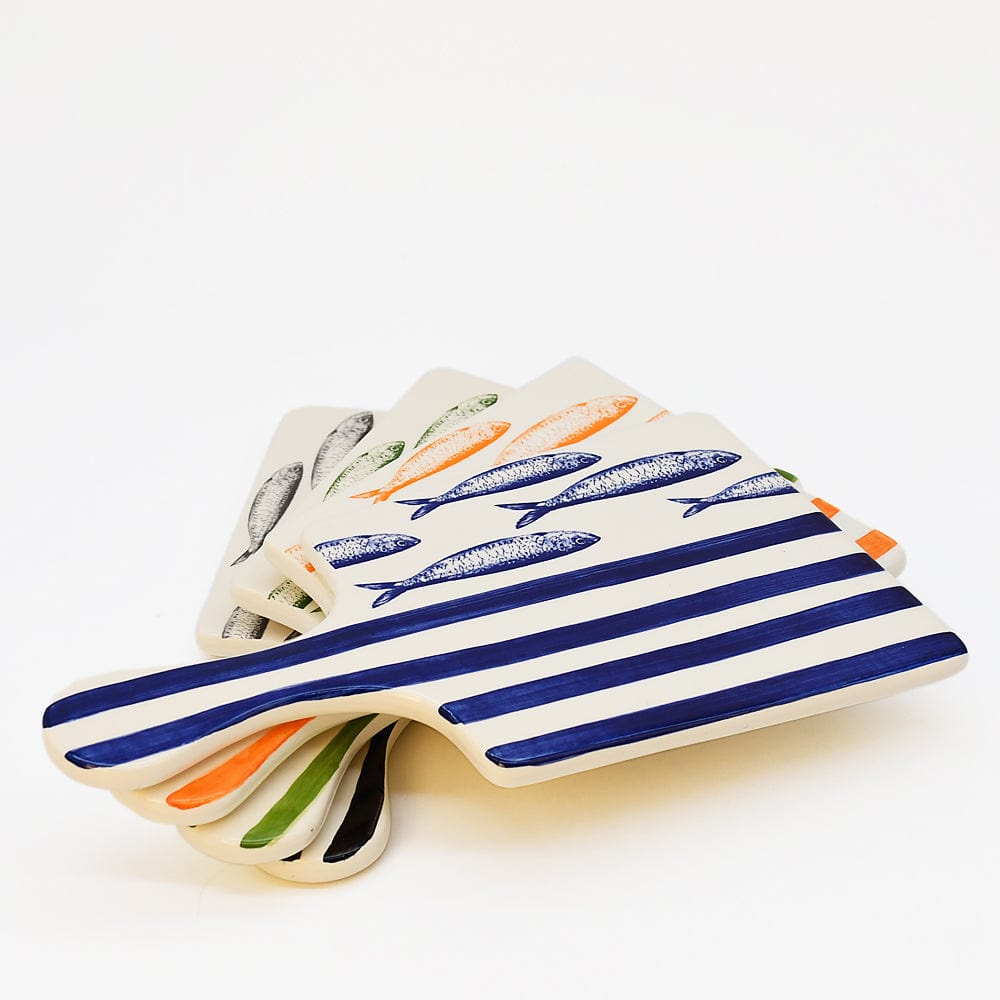 Costa Nova Mar I Striped Ceramic Serving Board - Green