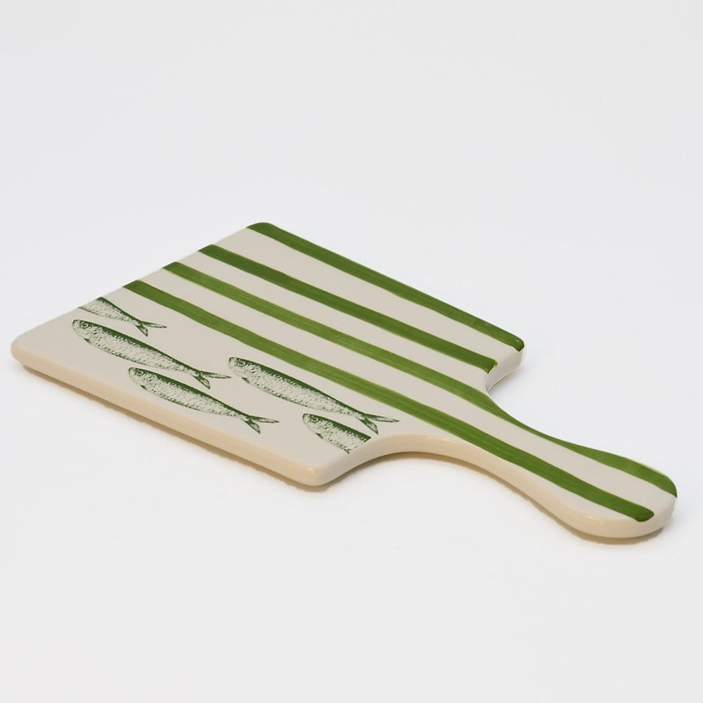 Costa Nova Mar I Striped Ceramic Serving Board - Green