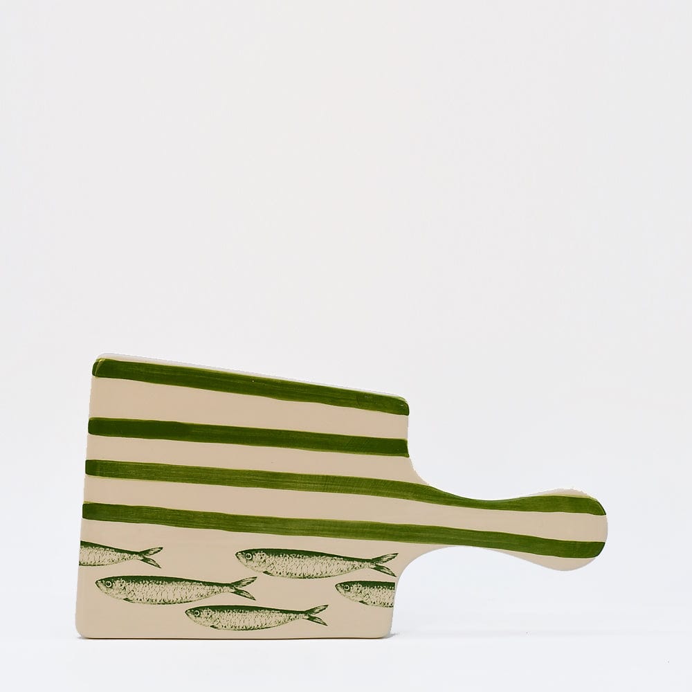 Costa Nova Mar I Striped Ceramic Serving Board - Green