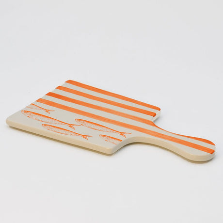 Costa Nova Mar I Striped Ceramic Serving Board - Orange