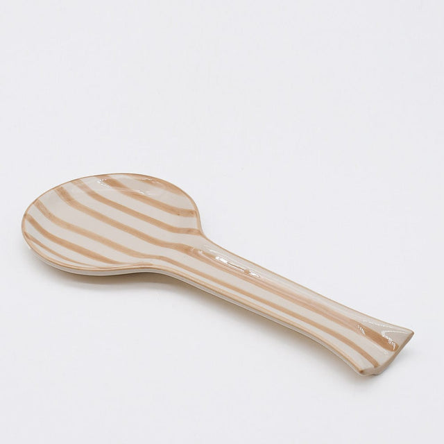 Costa Nova Mar I Striped Ceramic Serving Spoon - Mocha