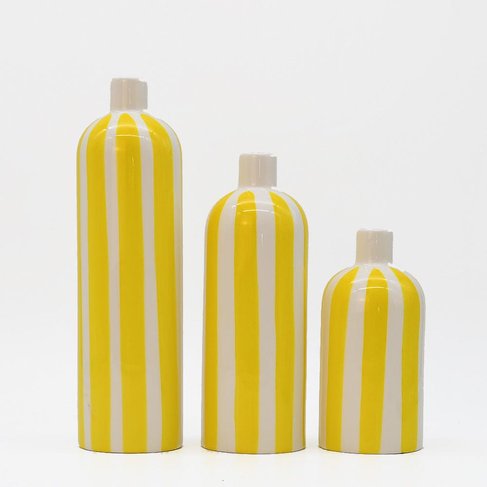 Costa Nova Mar I Striped Ceramic Vase - Yellow