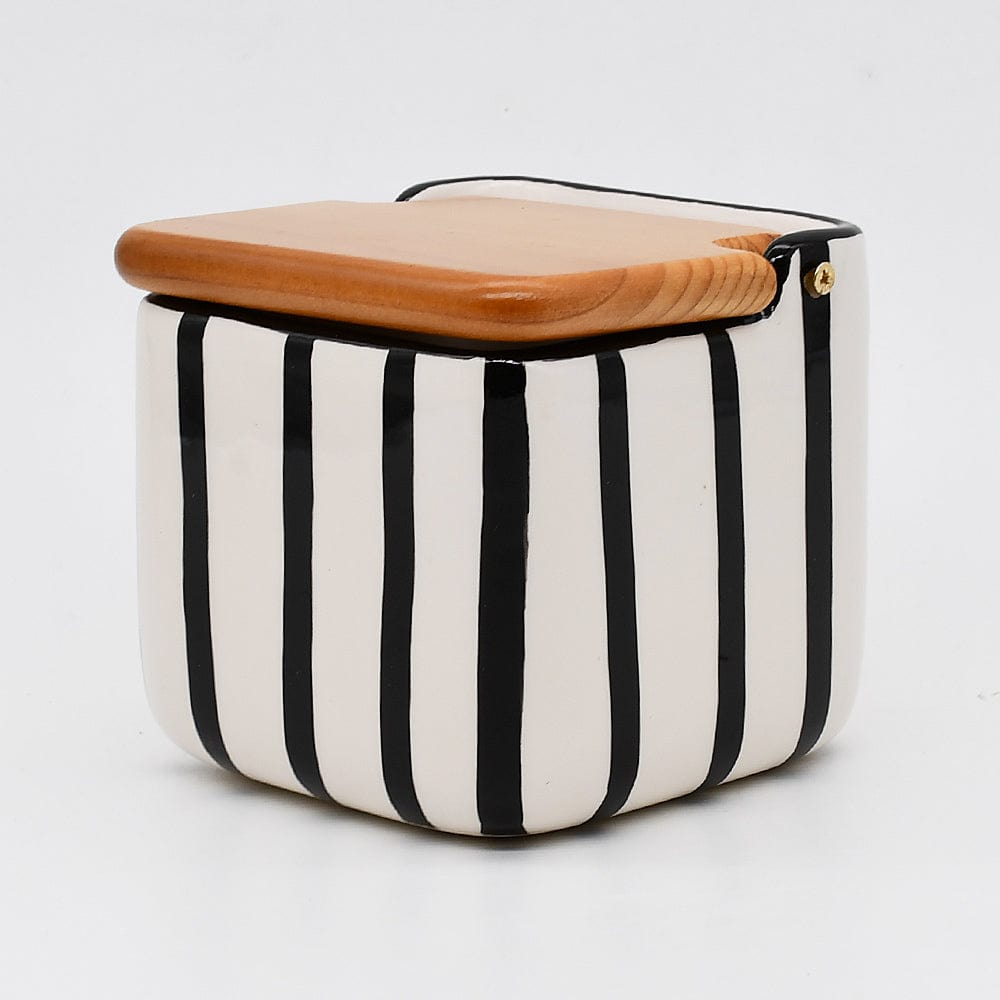 Costa Nova Mar I Striped Kitchen Canister - Black