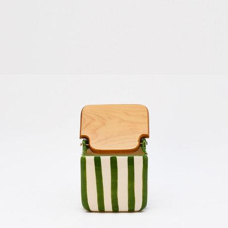 Costa Nova Mar I Striped Kitchen Canister - Green