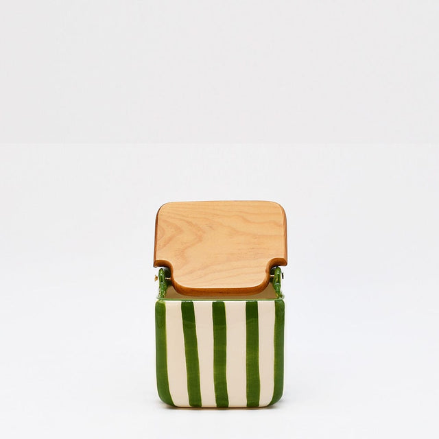Costa Nova Mar I Striped Kitchen Canister - Green
