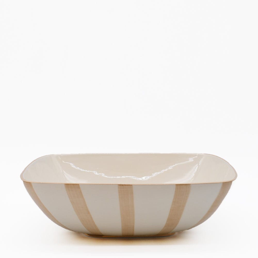 Costa Nova Mar I Striped Salad Bowl 11.0'' - Mocha