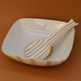 Costa Nova Mar I Striped Salad Bowl 11.0'' - Mocha