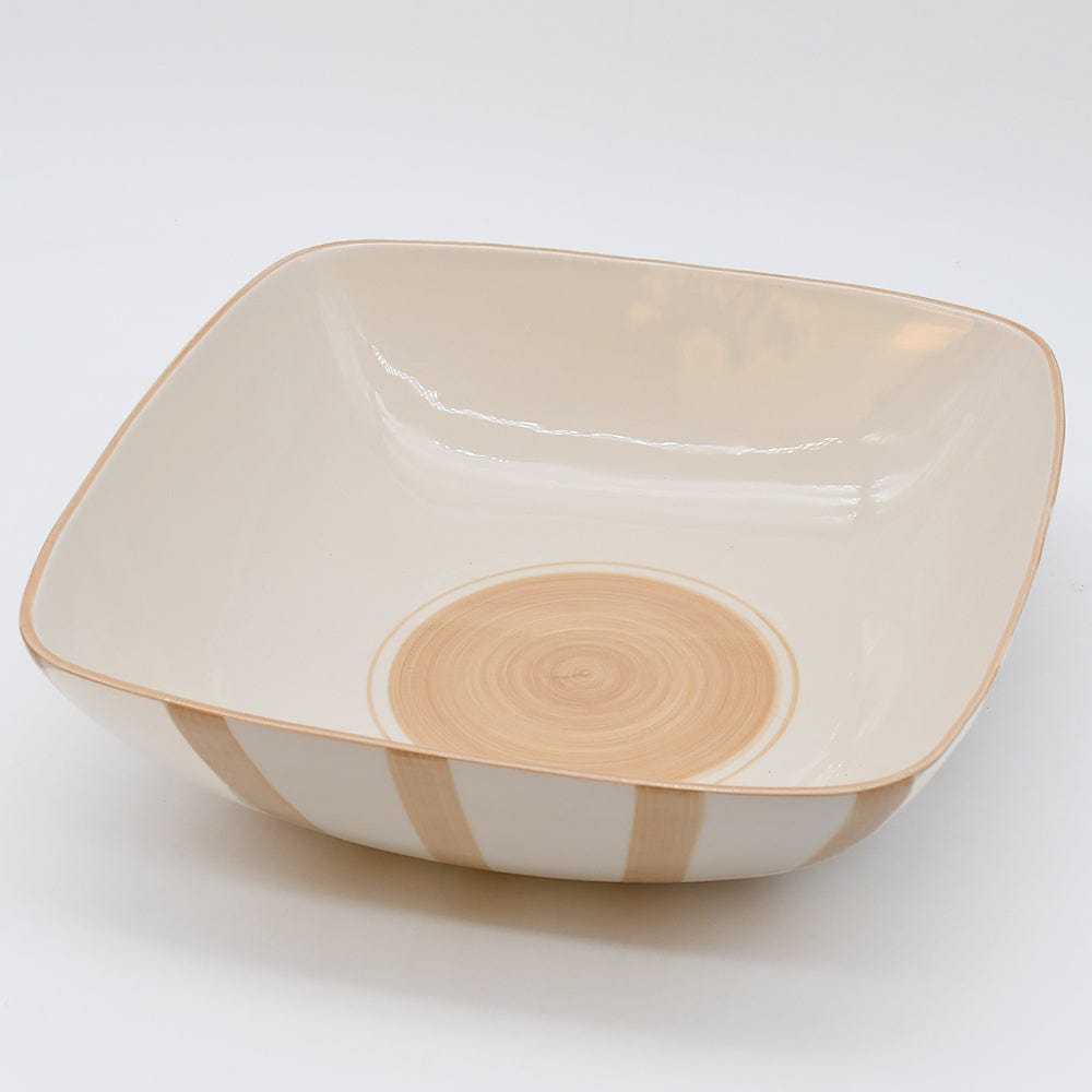 Costa Nova Mar I Striped Salad Bowl 11.0'' - Mocha