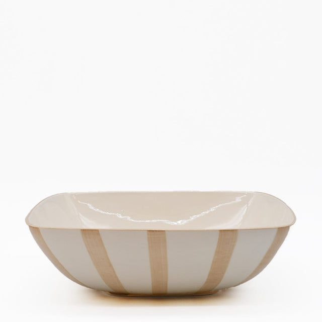 Costa Nova Mar I Striped Salad Bowl 11.0'' - Mocha