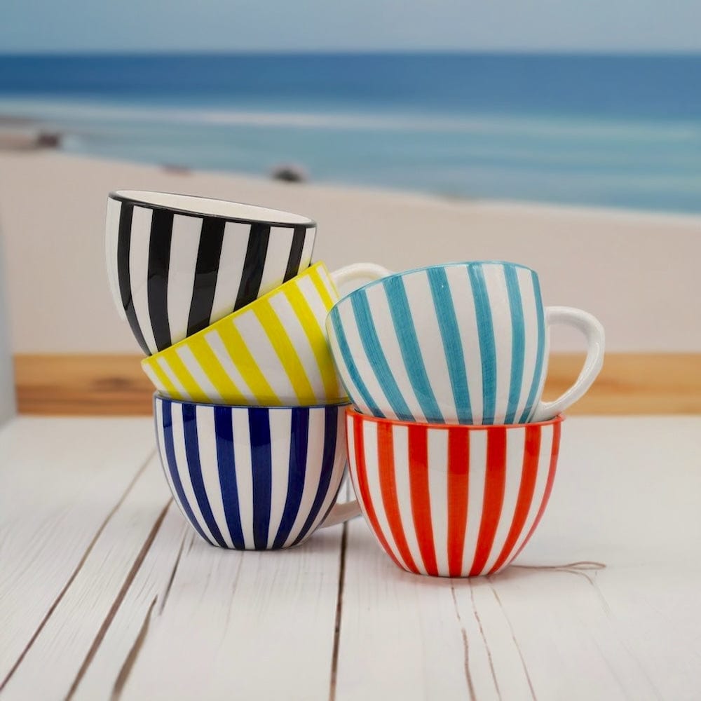 Costa Nova Mar | Striped Ceramic Large Mug - Black