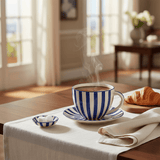 Costa Nova Mar | Striped Ceramic Large Mug - Blue