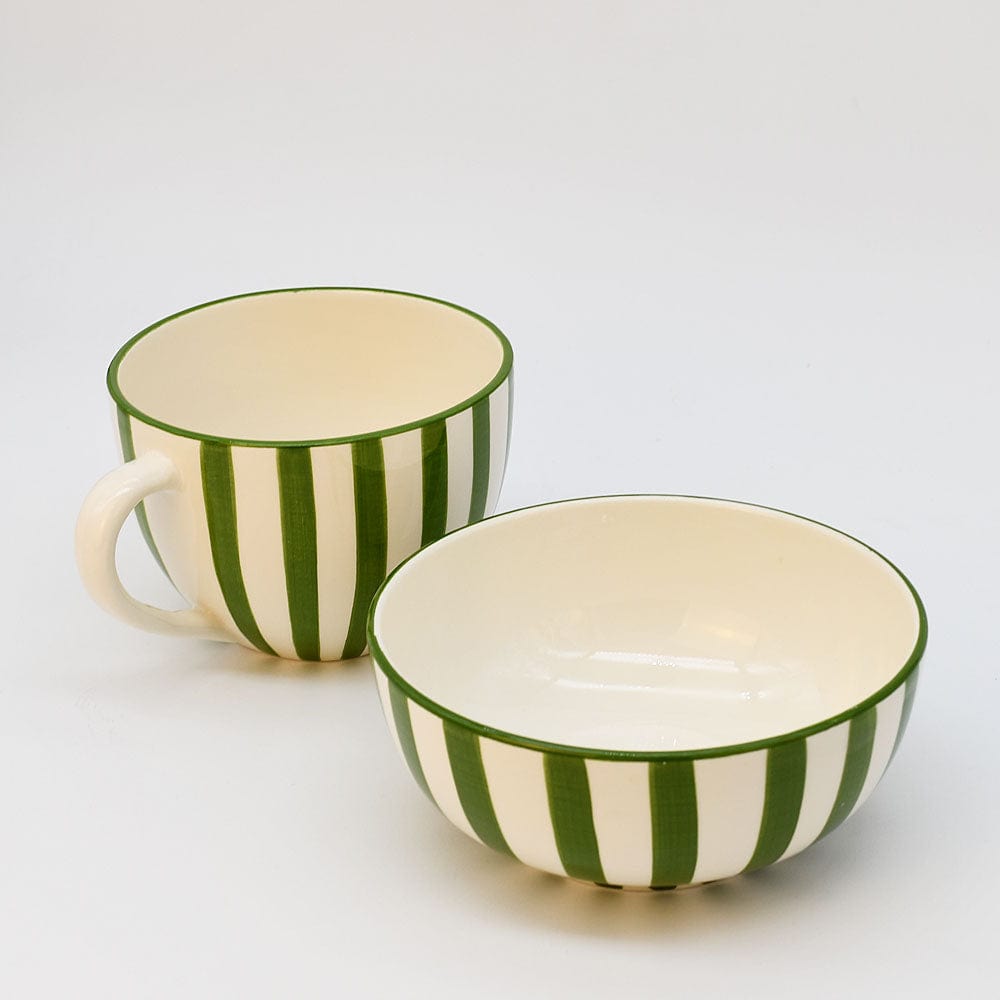 Costa Nova Mar | Striped Ceramic Large Mug - Green