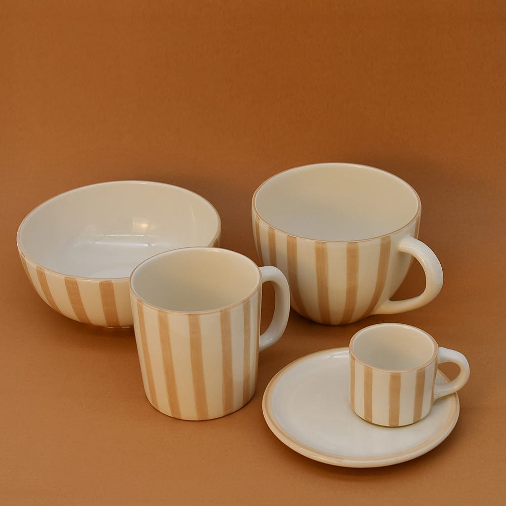 Costa Nova Mar | Striped Ceramic Large Mug - Mocha