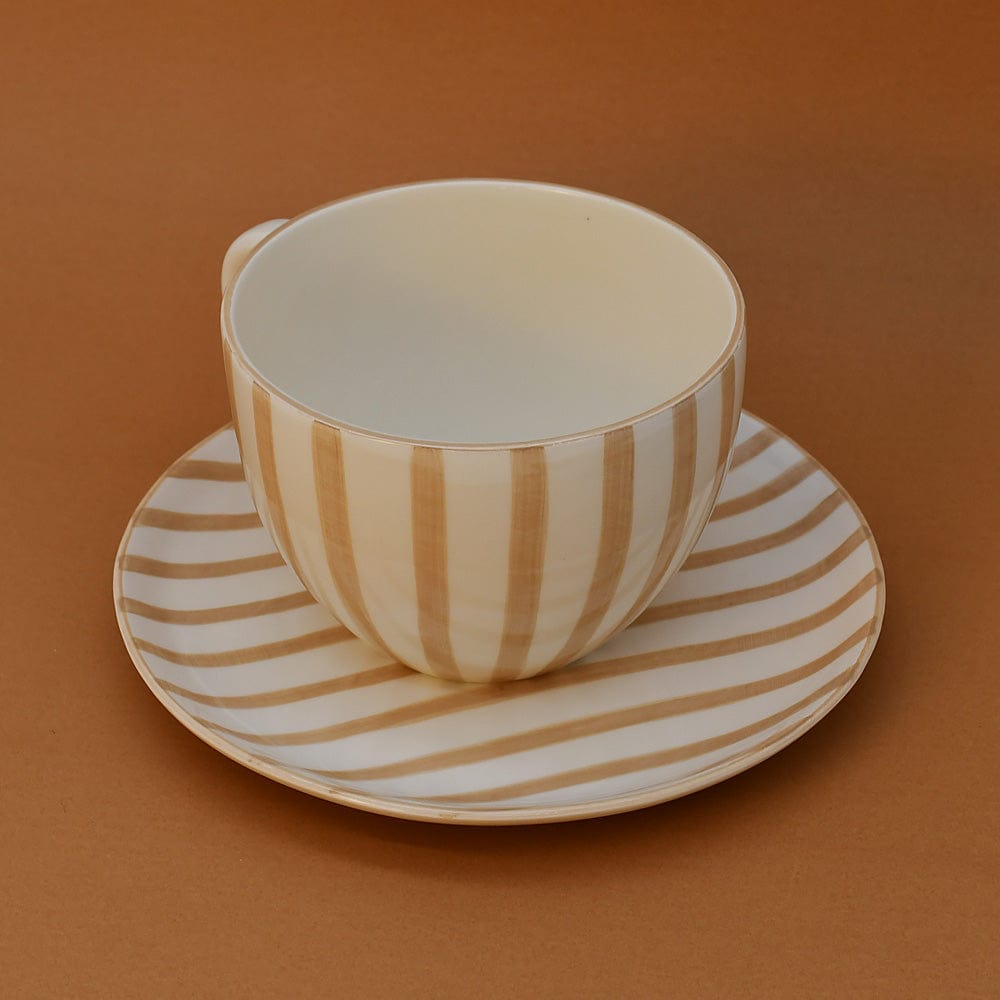 Costa Nova Mar | Striped Ceramic Large Mug - Mocha