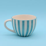Costa Nova Mar | Striped Ceramic Large Mug - Turquoise
