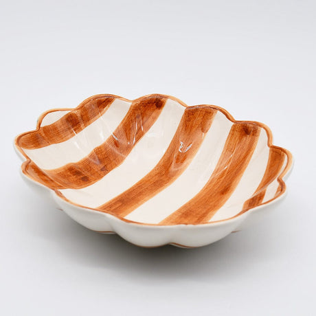Costa Nova Mar | Striped Ceramic Plate - Brown