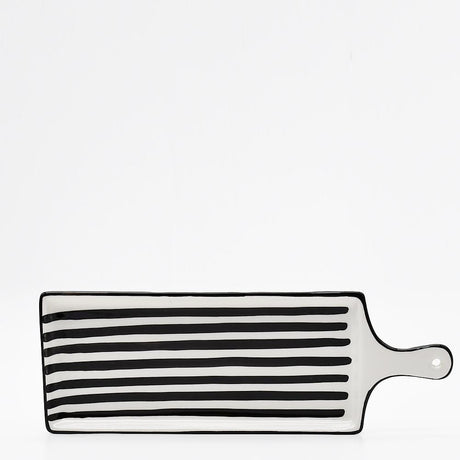 Costa Nova Mar | Striped Ceramic Serving Dish - Black