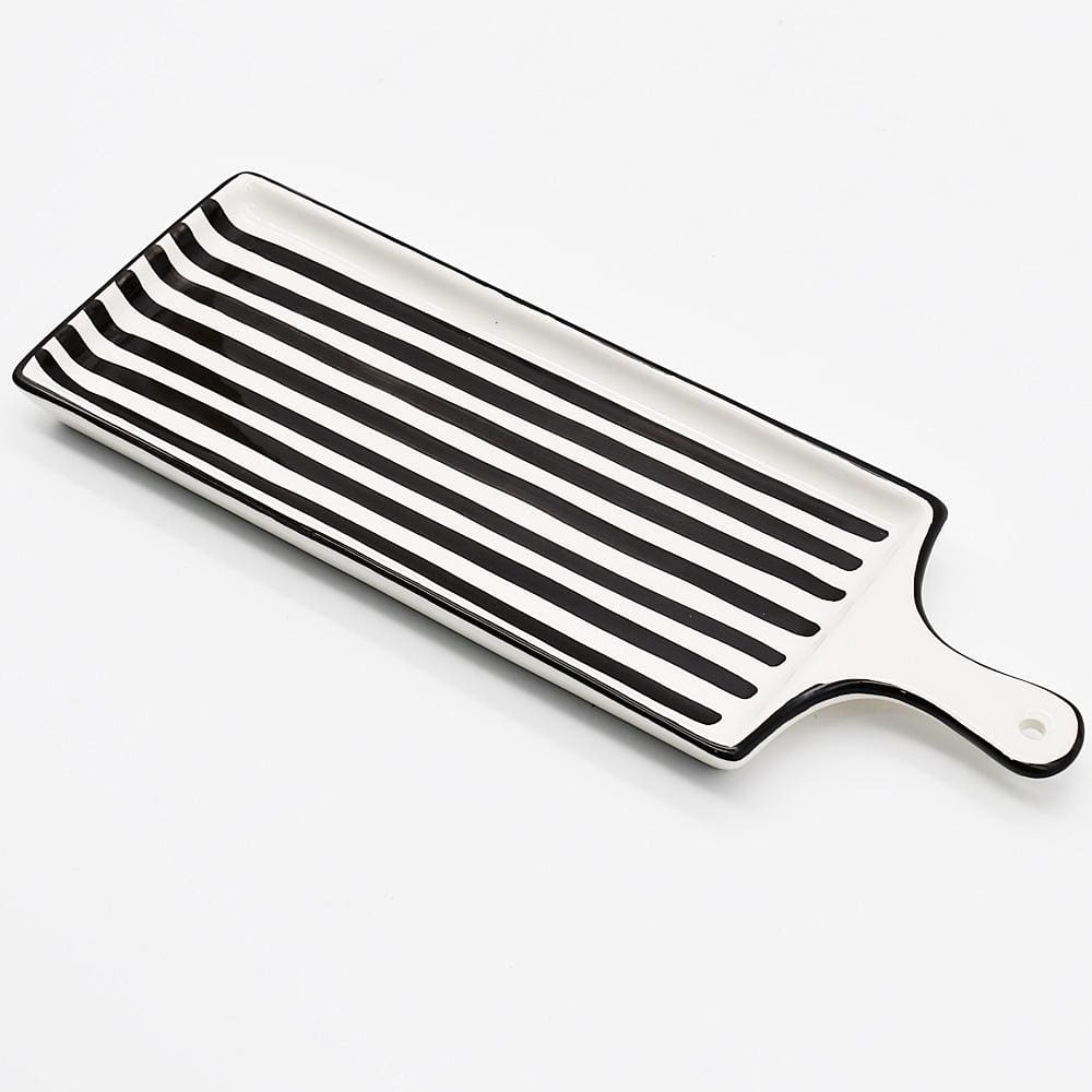 Costa Nova Mar | Striped Ceramic Serving Dish - Black