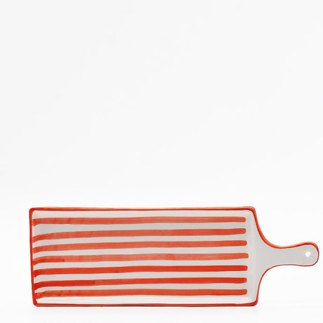 Costa Nova Mar | Striped Ceramic Serving Dish - Red