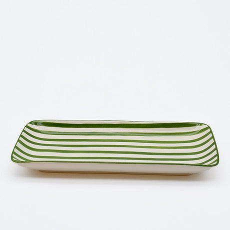 Costa Nova Mar | Striped Ceramic Serving Platter - Green