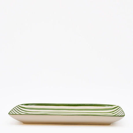 Costa Nova Mar | Striped Ceramic Serving Platter - Green