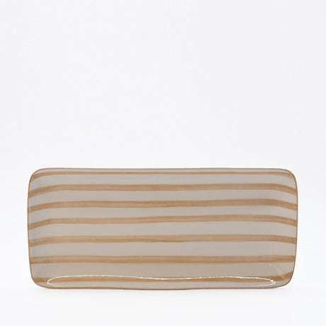 Costa Nova Mar | Striped Ceramic Serving Platter - Mocha