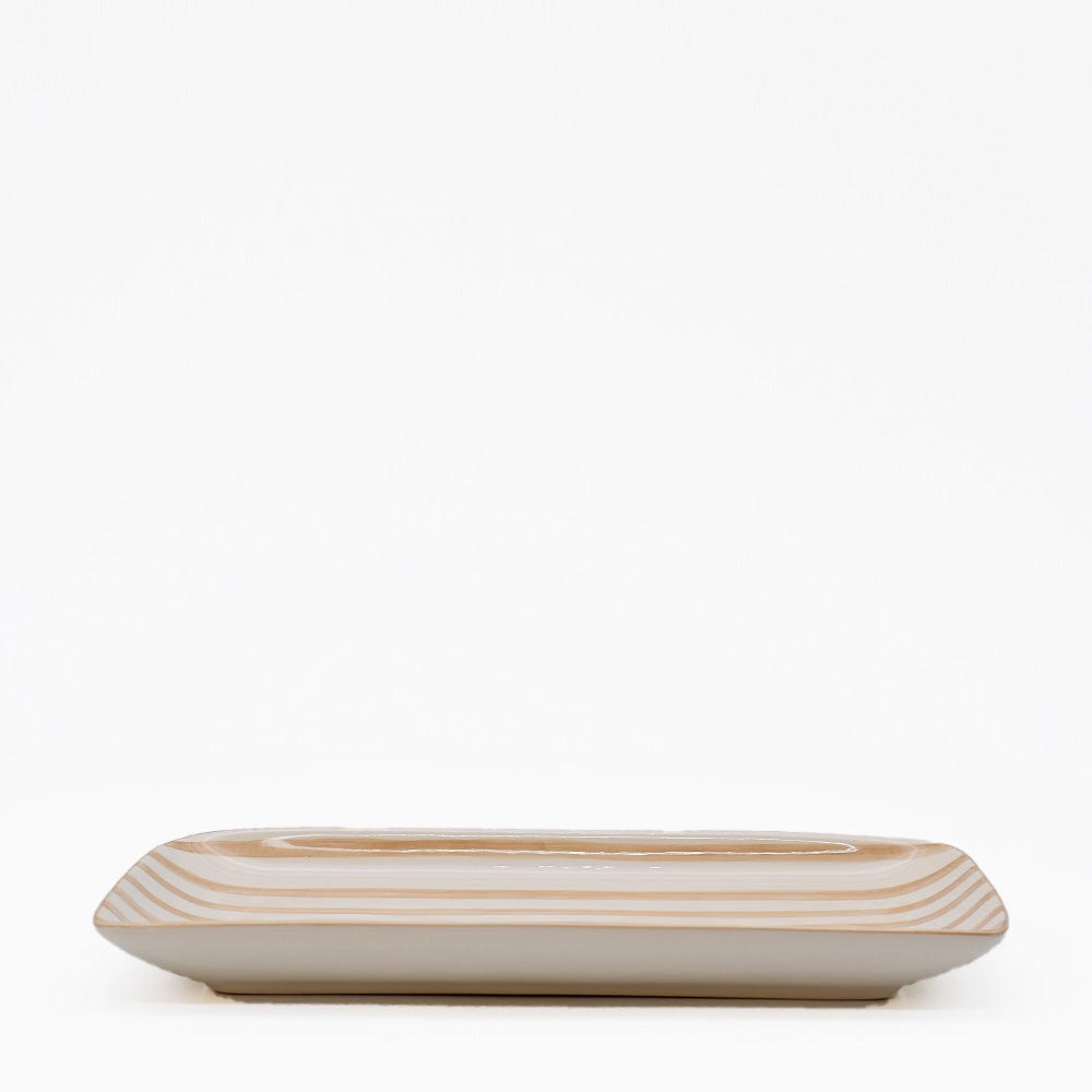 Costa Nova Mar | Striped Ceramic Serving Platter - Mocha