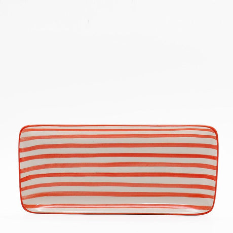 Costa Nova Mar | Striped Ceramic Serving Platter - Red
