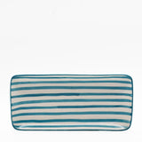 Costa Nova Mar | Striped Ceramic Serving Platter - Turquoise