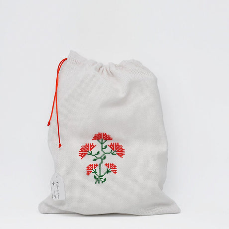 Cotton Embroidered Drawstring Sachet 14.8x11"