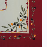 Cotton Tablecloth with Olive Pattern - Red
