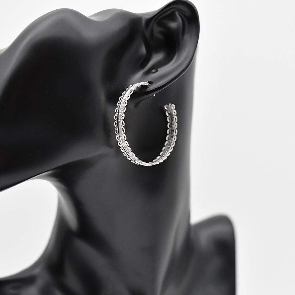 Creole I Silver Filigree Earrings - 1.6''