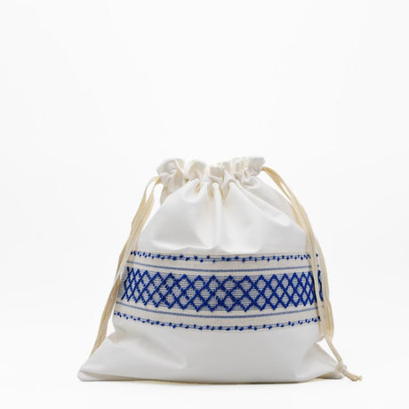Embroidered Linen Bread Bag – Blue