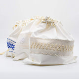 Embroidered Linen Bread Bag – White