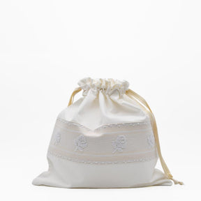 Embroidered Linen Bread Bag – White