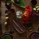 Estrelicia Leaf I Stoneware Serving Dish - Red