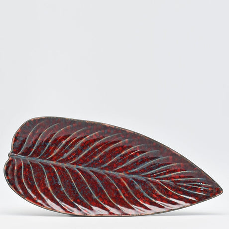 Estrelicia Leaf I Stoneware Serving Dish - Red