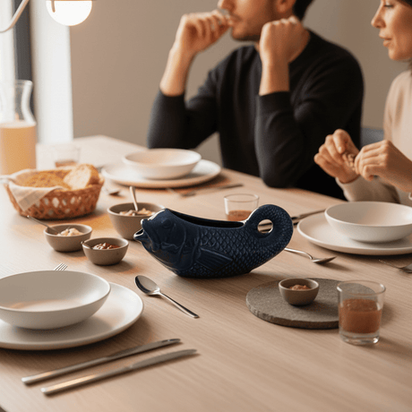 Fish-shaped Ceramic Gravy Boat - Blue